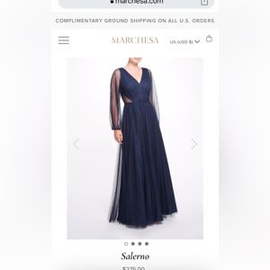 Marchesa Navy Blue Evening Gown